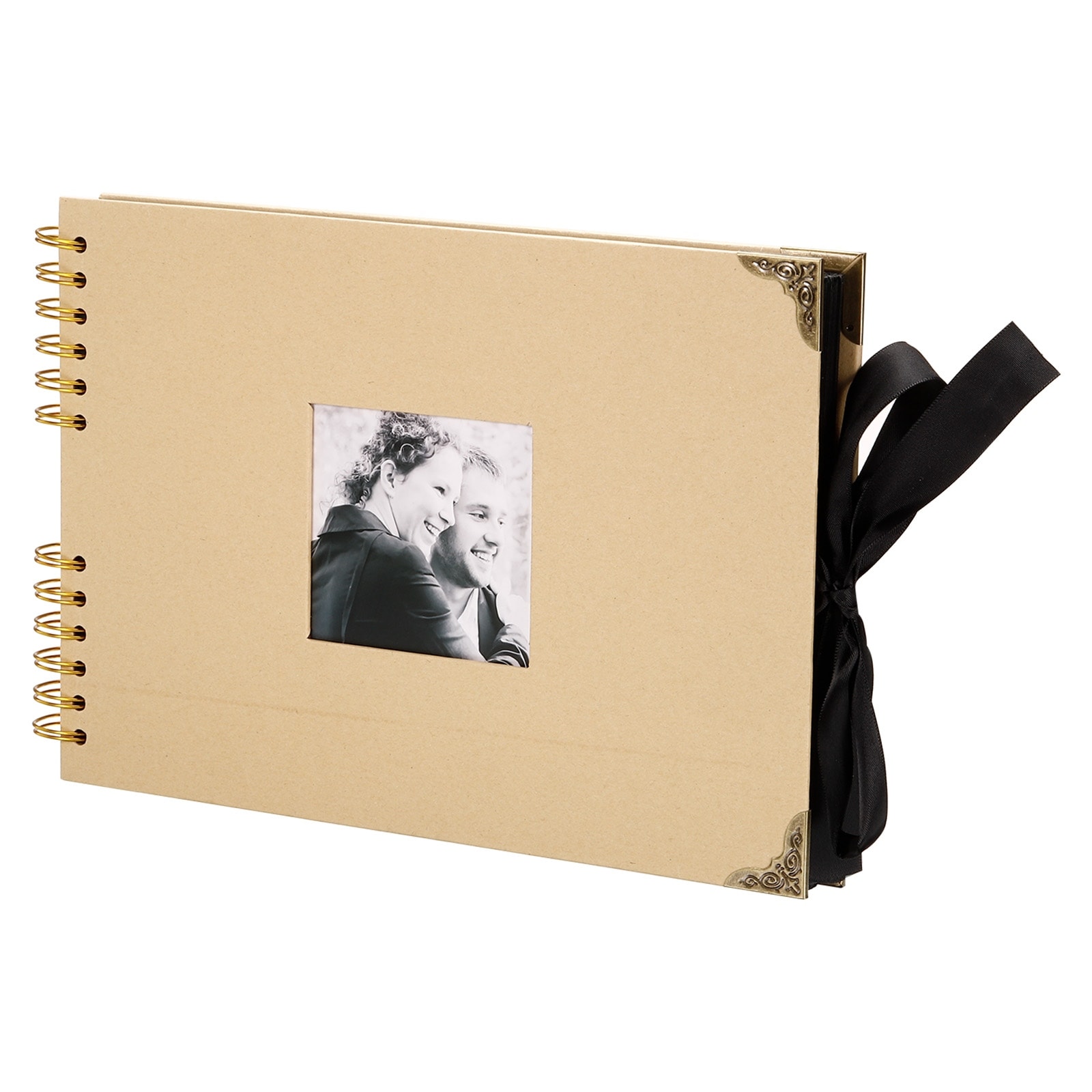 Scrapbook Album,Coil DIY Horizontal Photo Album,with 40 Sheets Black  Pages,Khaki - Khaki - Bed Bath & Beyond - 37005922