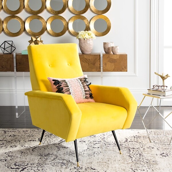 Air-Chair (ライトイエロー ) SAFAVIEH Mid-Century Modern Retro Aida Velvet Yellow Club Chair