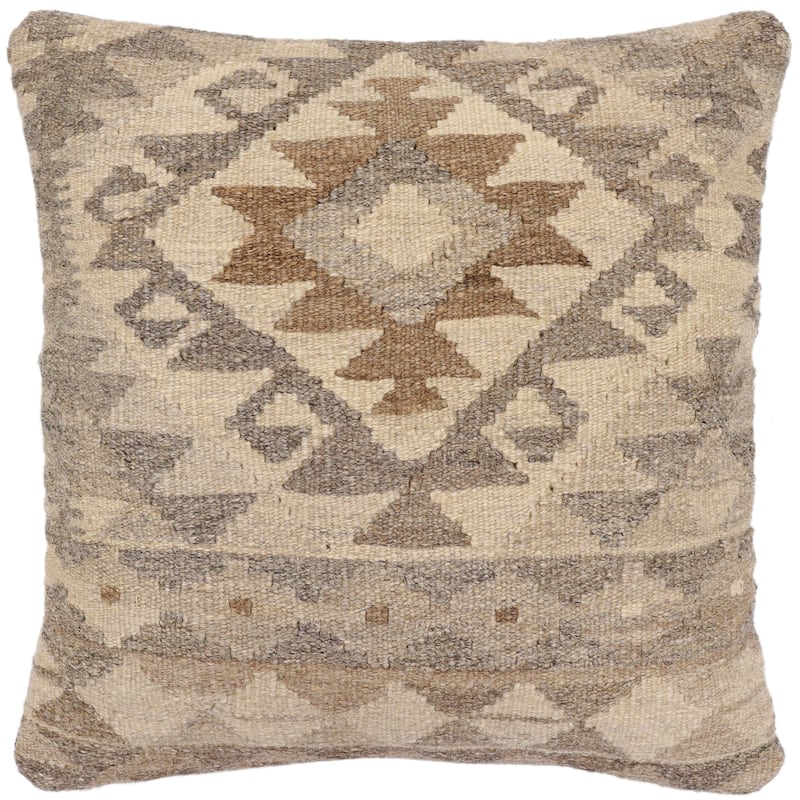 Tribal William Turkish Hand-Woven Kilim Pillow - 18'' x 18''