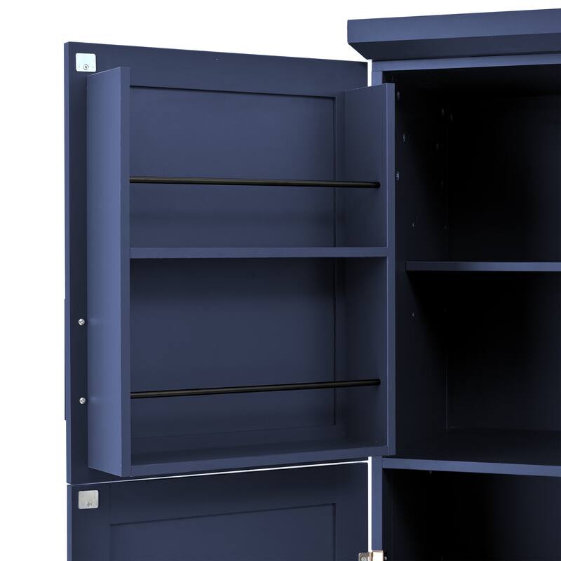 70.9 inch Freestanding Kitchen Cabinet, Tall Storage Cabinet with 4 Doors, 2 Door Shelves, 8 Pull-out Trays and Adjustable Shelf