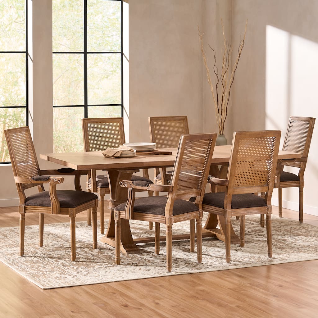 Maria Fabric and Rubberwood Dining Set by Christopher Knight Home