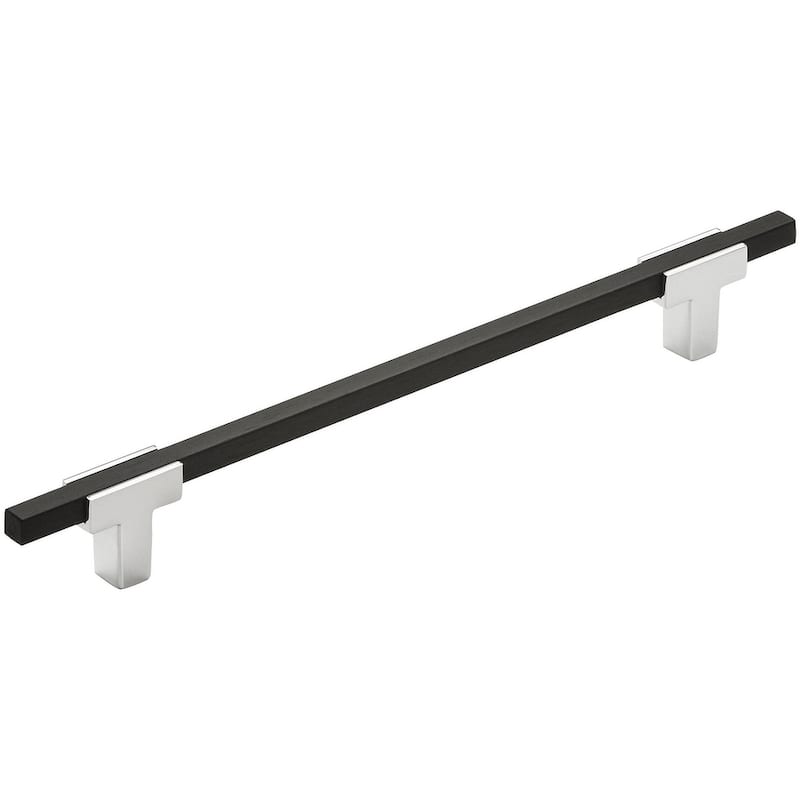 Amerock Urbanite 7-9/16 Inch Center to Center Bar Cabinet Pull - Polished Chrome / Brushed Matte Black
