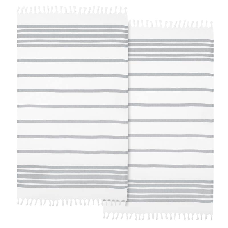 Authentic Hotel and Spa Turkish Cotton Herringbone Pestemal Beach Towel (Set of 2)