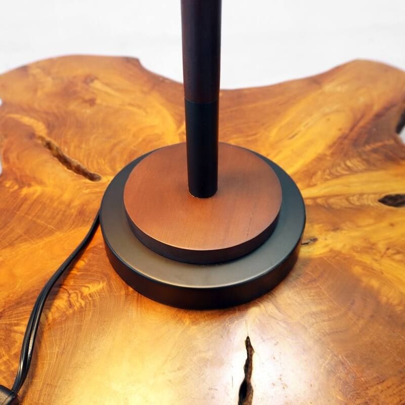 Kiara Mid-Century Modern Dome Table Lamp with Wooden Base