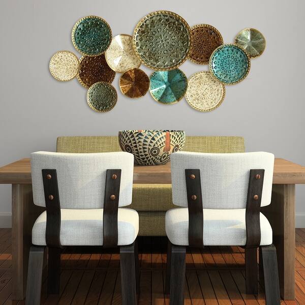 slide 2 of 3, The Curated Nomad Mel Home Multicolor Metal Plates Wall Decor