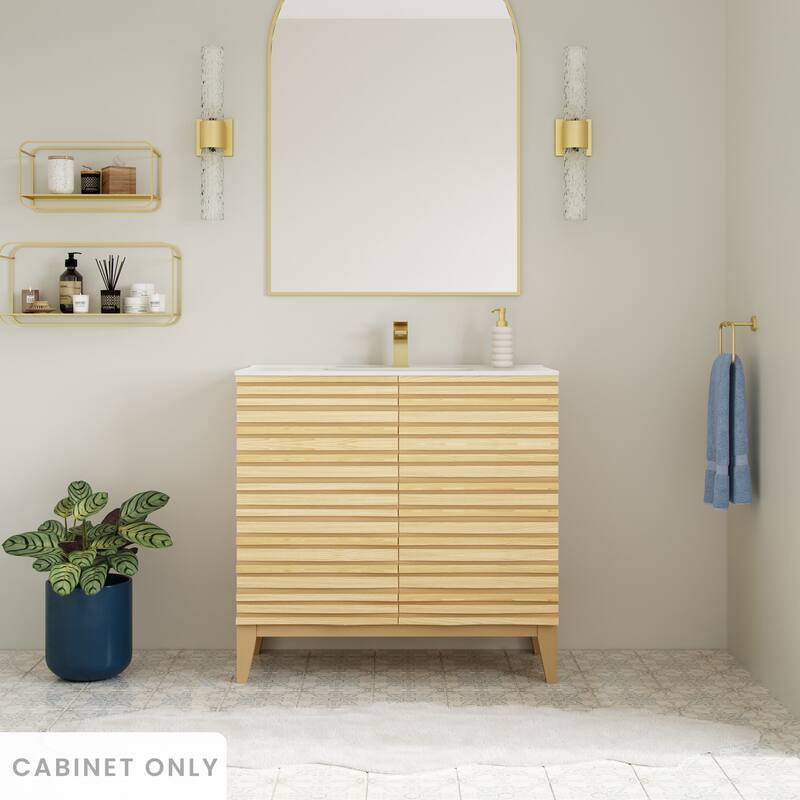 Cascade 30" Freestanding Bathroom Vanity Cabinet Without Top In Natural Oak - 30