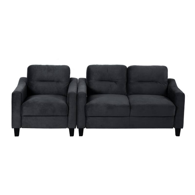 Comfortable Velvet Black Sectional Couch for Small Spaces