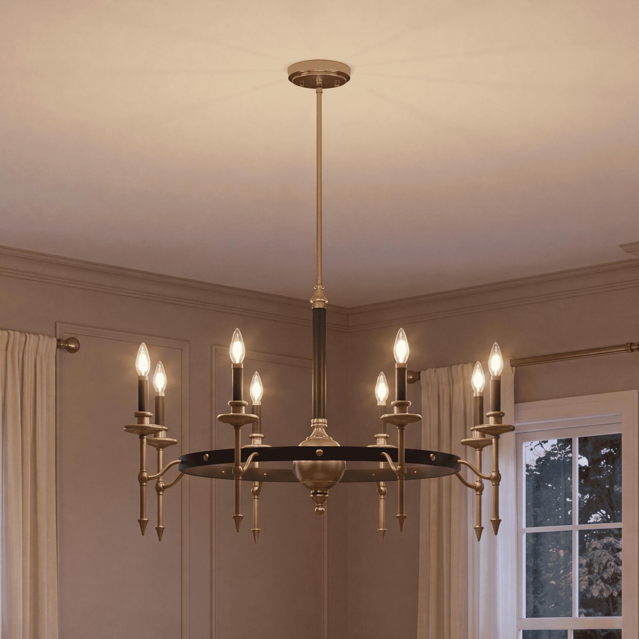 Consulate 8-Light Chandelier in Matte Black and Warm Brass