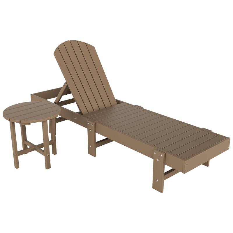 Polytrends Altura Poly Eco-Friendly All Weather Reclining Chaise Lounge with Arms & Side Table (2 Piece Set)