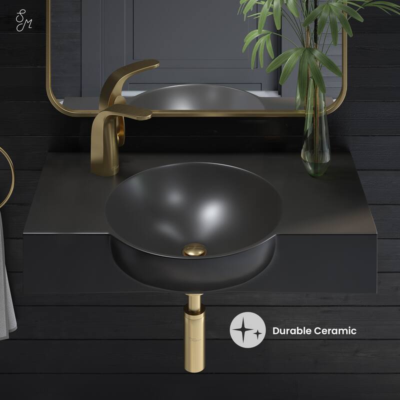 Chateau 30" Wall-Mounted Sink Center Basin With Left Side Faucet Mount In Matte Black - 30