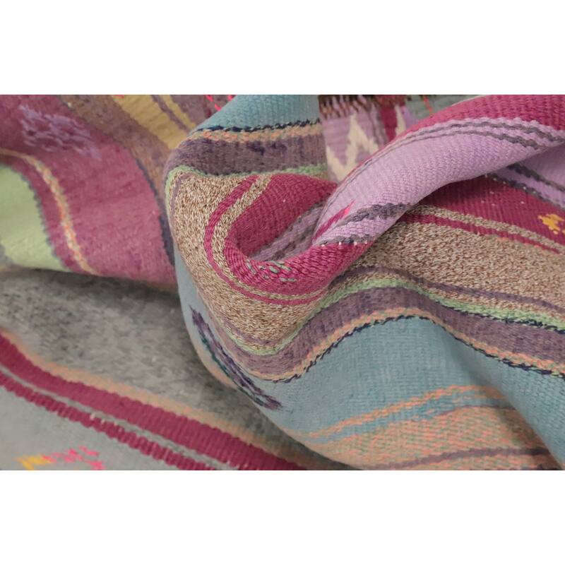 Hand Woven Oriental 100% Wool Carpet Southwestern Tribal Multi-Colored Kilim Area Rug - 6' 10'' X 5' 2''