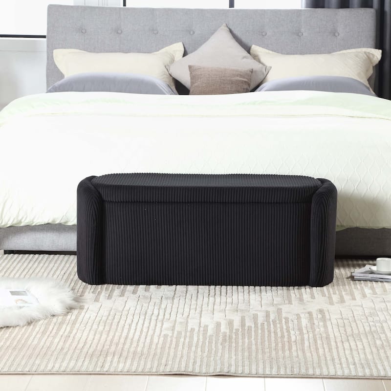 Bedroom Storage Ottoman End Bench with Safety Hinge