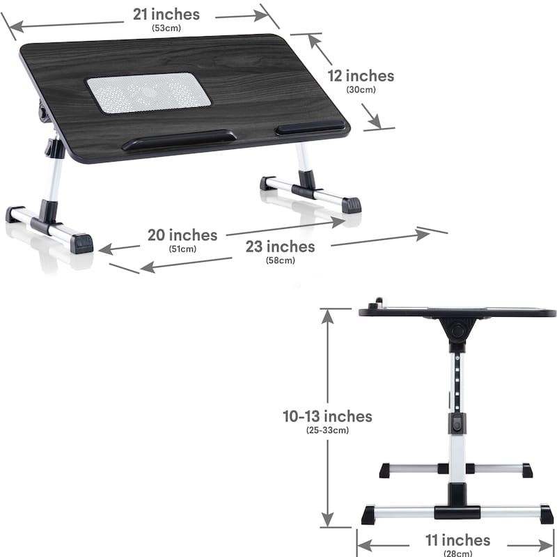 Husband Pillow - Lap Desk Wood Small Top - Fits Up to 17" Laptop - with Dual Cushion, Multifunctional Slot for Tablet