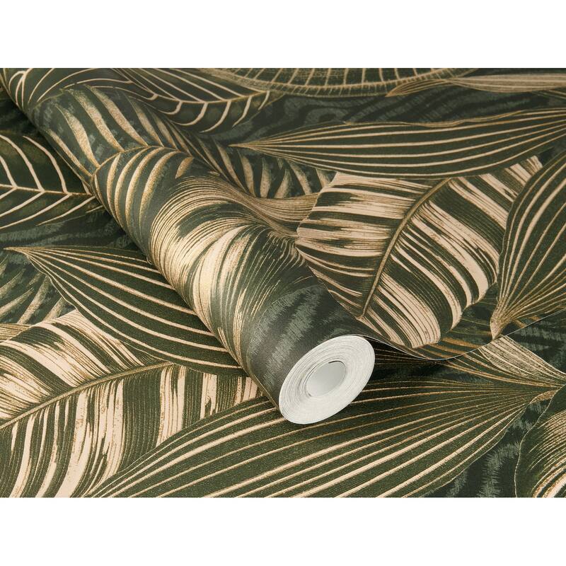 A-Street Prints Acacius Dark Green Tropical Foliage Wallpaper