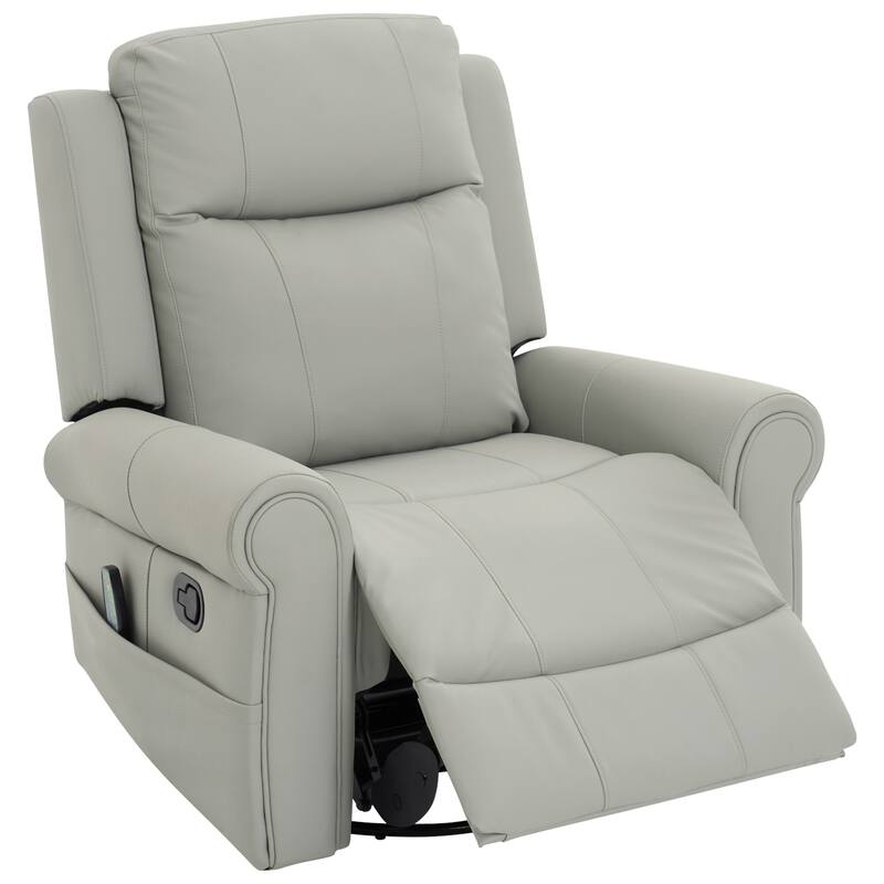 Roomfitters Manual Massage Swivel Rocker Recliner Chair with Heat and Side Pocket, PU Leather