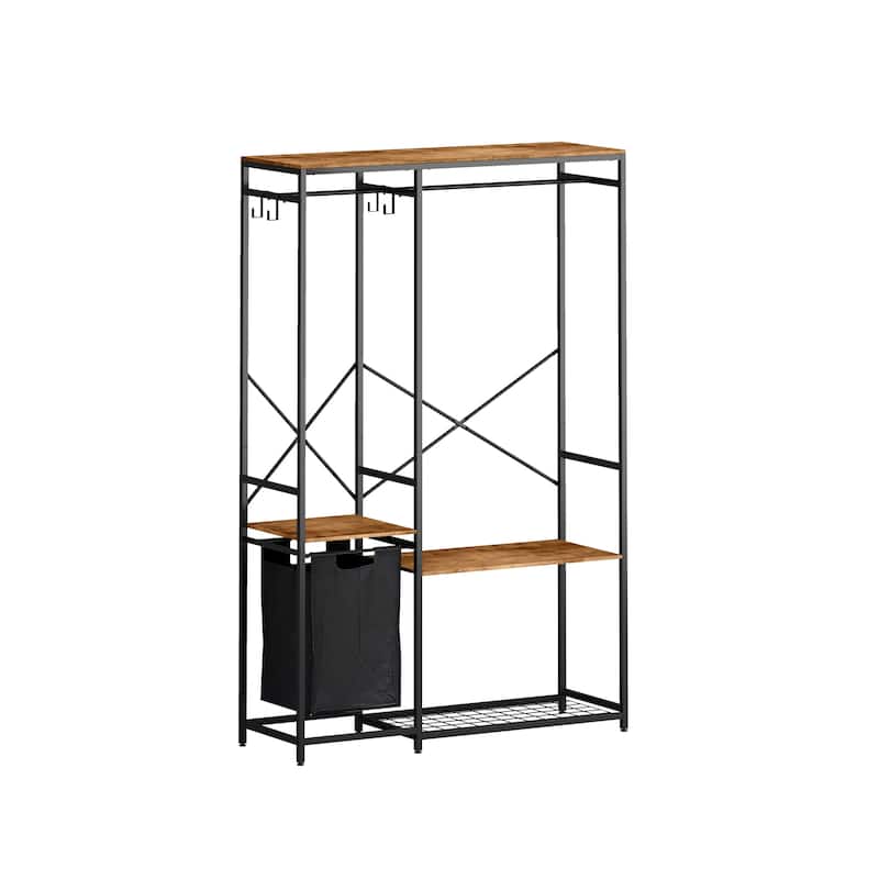 Freestanding Clothing Rack with Bottom Mesh Storage Rack
