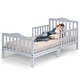 preview thumbnail 25 of 44, Costway Kids Toddler Wood Bed Bedroom Furniture w/ Guardrails - See Details Grey