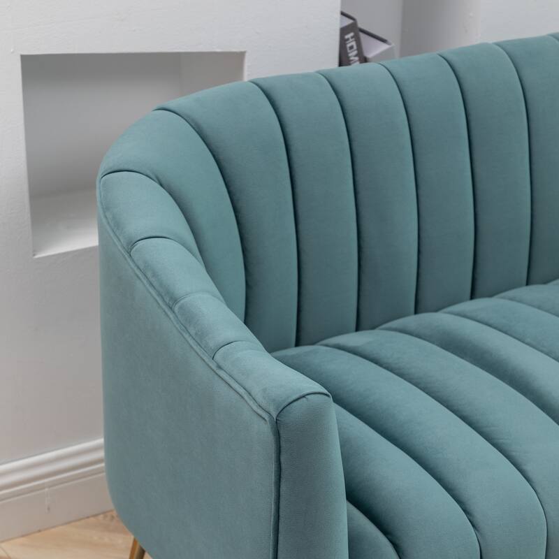 SEYNAR Modern Glam Comfy 50" Metal Legs Curved Sofa 2 Seaters Loveseat with Tufted Back