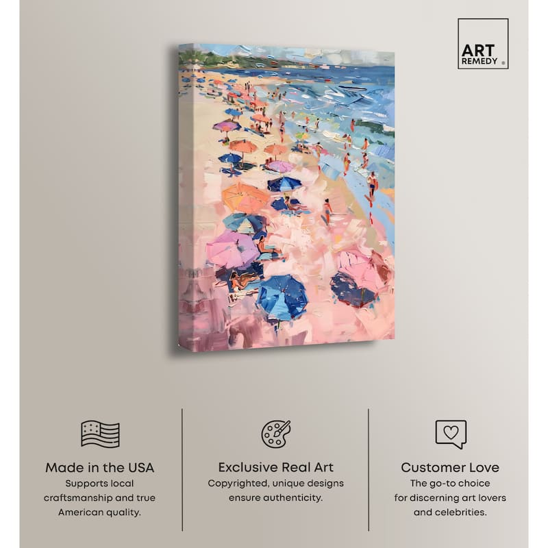 Art Remedy Beach Side Joys Gallery Wrapped Colorful Coastal 1 Piece Canvas Wall Art