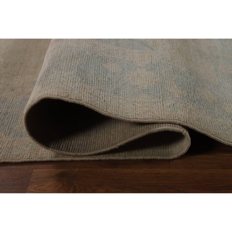 Hand Knotted Oriental 100% Wool Carpet Transitional All-Over Beige & Ivories Oushak Area Rug - 8' 10'' X 5' 10''