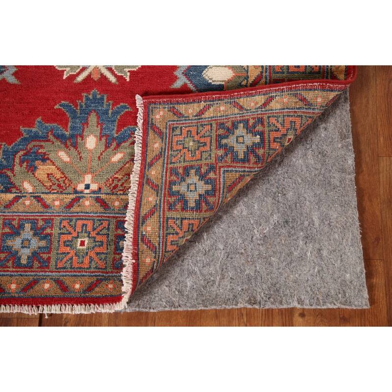 Red Geometric Kazak Accent Rug Hand-Knotted Wool Carpet - 3'4"x 5'0"