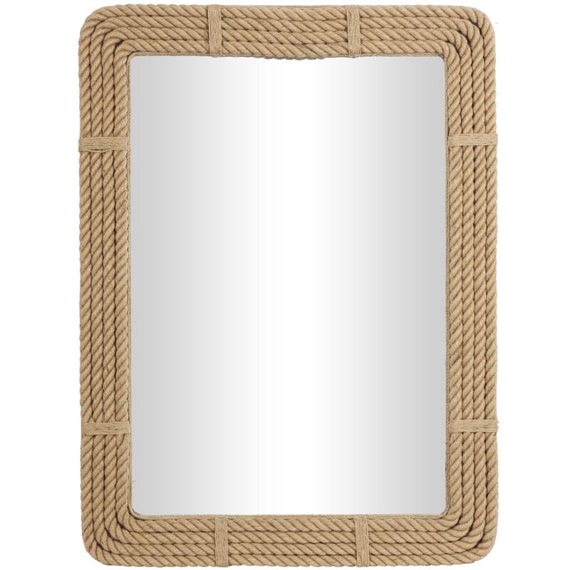 Handmade Rope Room Wall Mirror - Brown - Roche River Decor - Brown - 36"W, 48"H