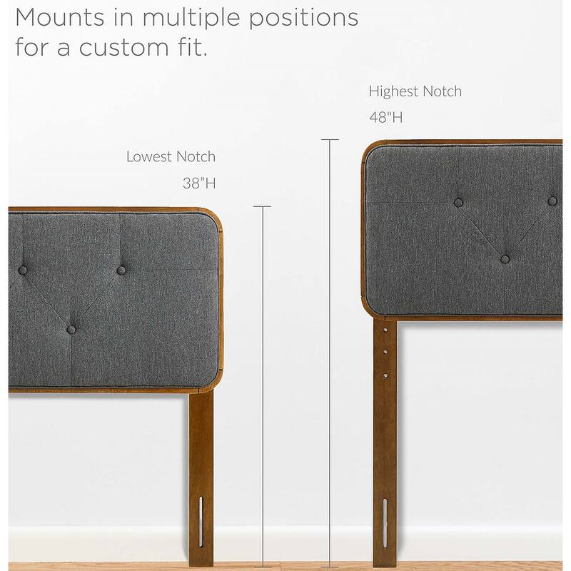 Glendale Traditional Charcoal Fabric Button Tufted Full Size Walnut Wooden Headboard