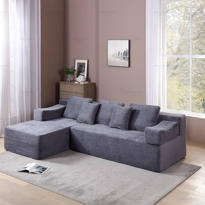 Modern L-Shape Chaise Sofa , Upholstered Bedroom, No Assembly