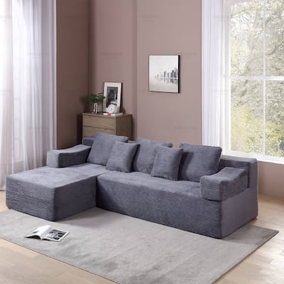 Modern L-Shape Chaise Sofa , Upholstered Bedroom, No Assembly