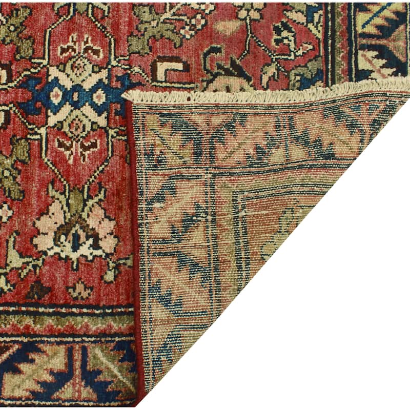 Fine Vintage Distressed Bousseh Rust/Navy Runner - 3'2" x 9'1"