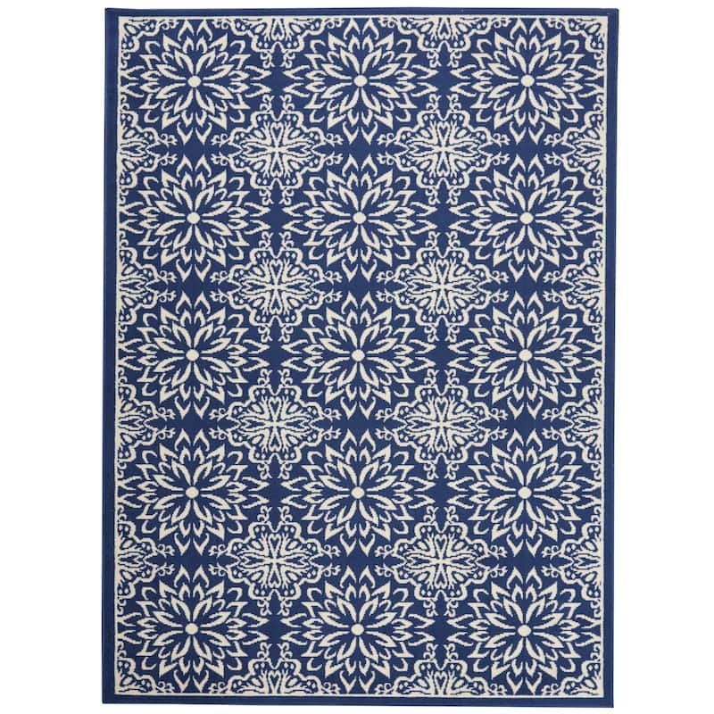 Nourison Jane Floral Medallion Indoor only Area Rug - 4' x 6' - Navy Ivory