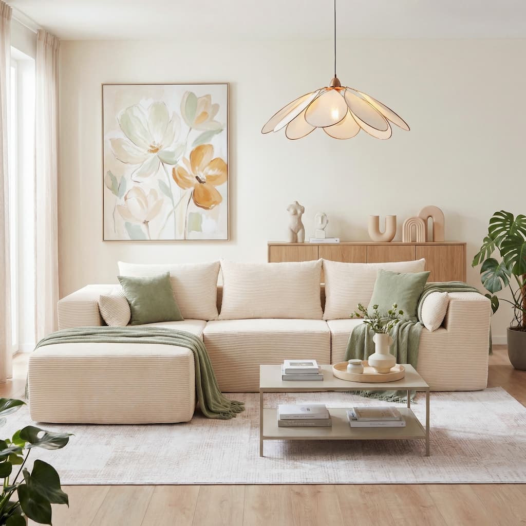 Modern L-Shaped Cloud Modular Sectional Sofa with Chaise Lounge