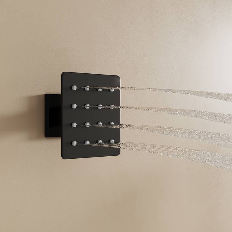 3-Function Ceiling-Mounted Shower System With 12" Ultra-Thin Square Shower Head,Body Jets And Hand Shower(Valve Included)