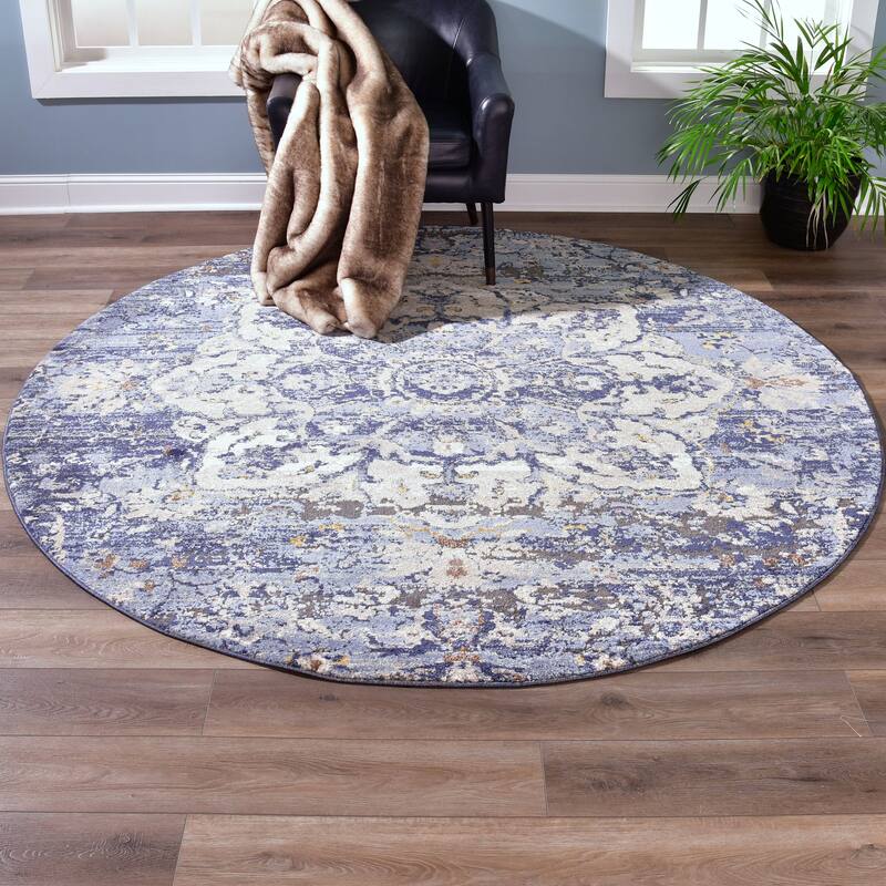 Milan Blue/Tribeige Polypropylene Area Rug