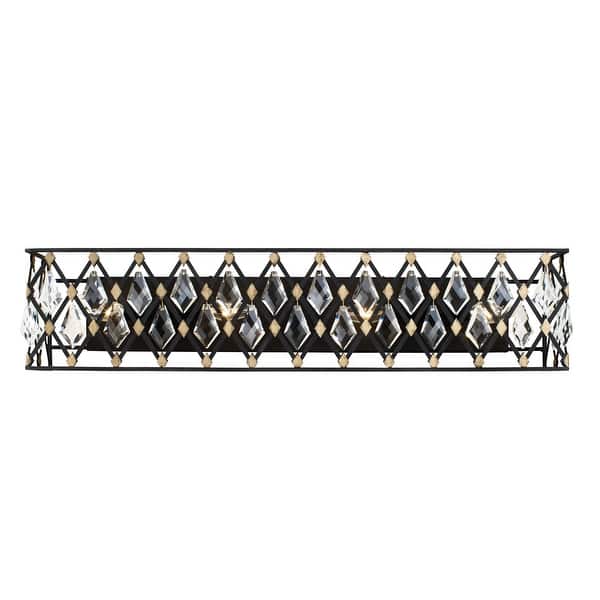 slide 2 of 7, Varaluz Windsor 4- Light Crystal Bath Light Carbon/ Havana Gold