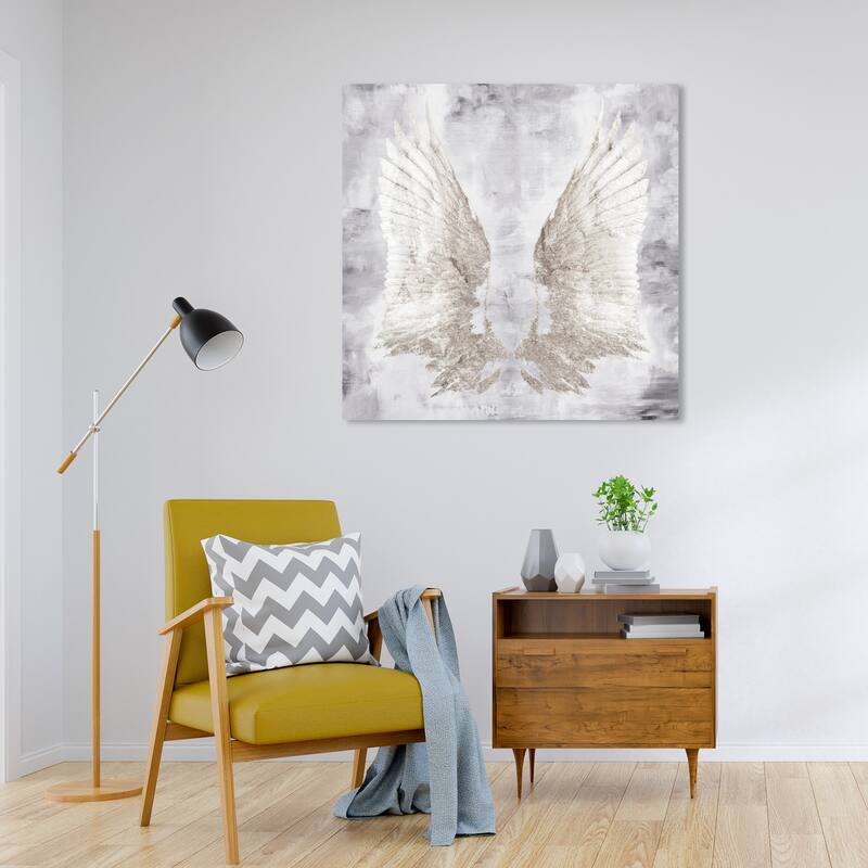 Wynwood Studio Canvas Fashion and Glam My Amethyst Wings White and Modern & Contemporary Wall Art Canvas Print - 30 x 30