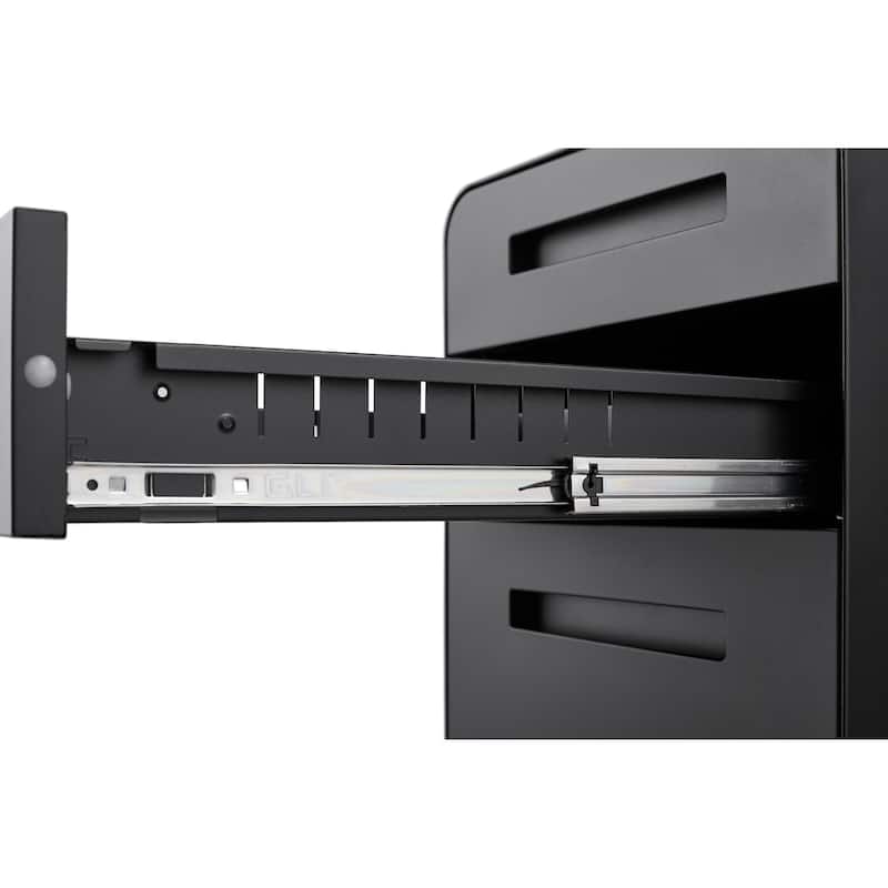 Modern Mobile File Cabinet, Minimalist Style Multifunctional Storage Cabinet with 3 Drawers and Lock, for Home Office, Black