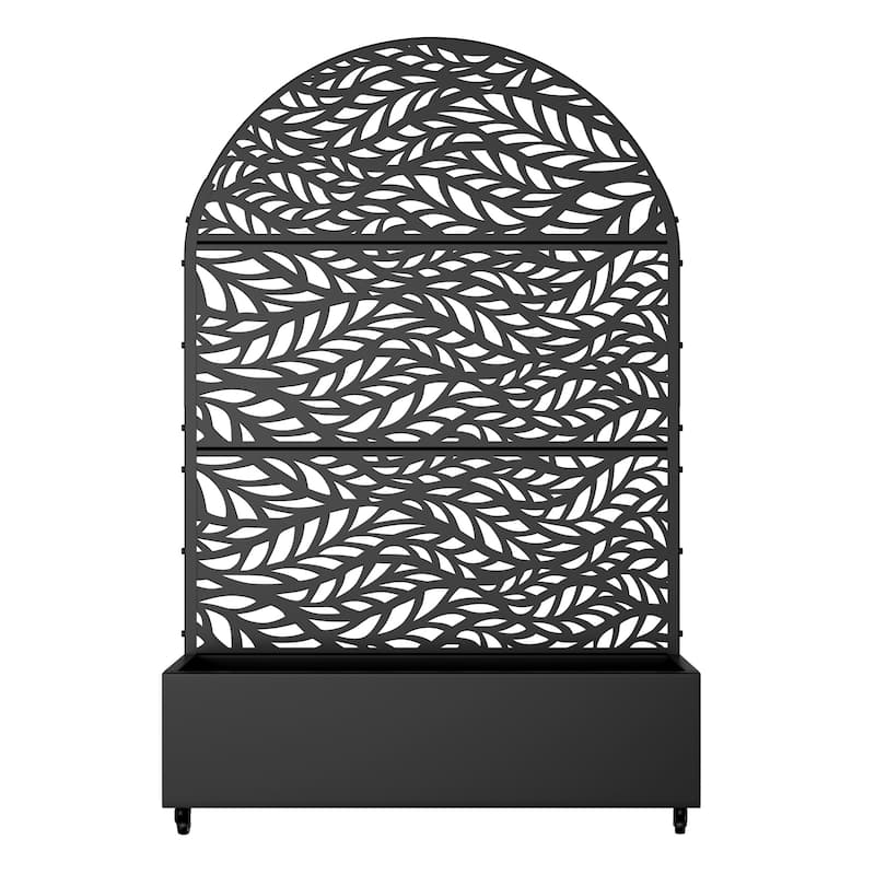 Metal Movable Planter Box with Trellis Privacy Screen Planter Box with Lockable Wheels