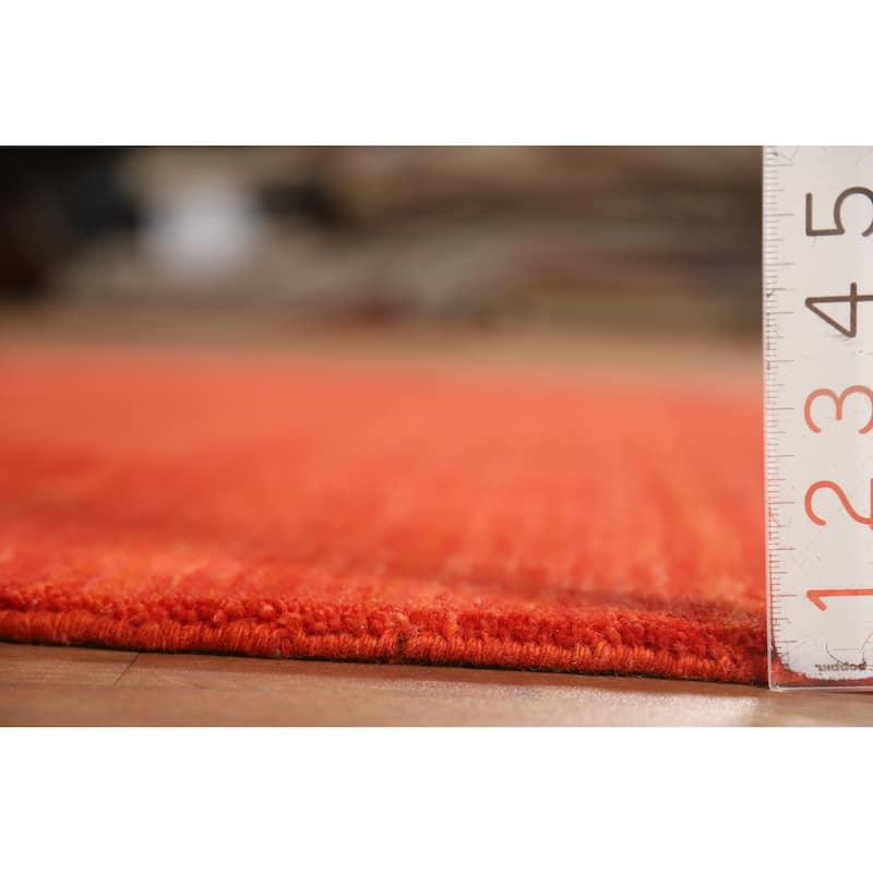 Hand Knotted Oriental 100% Wool Carpet Tribal Animal Pictorial Oranges & Rust Gabbeh Area Rug - 6' 6'' X 6' 6''