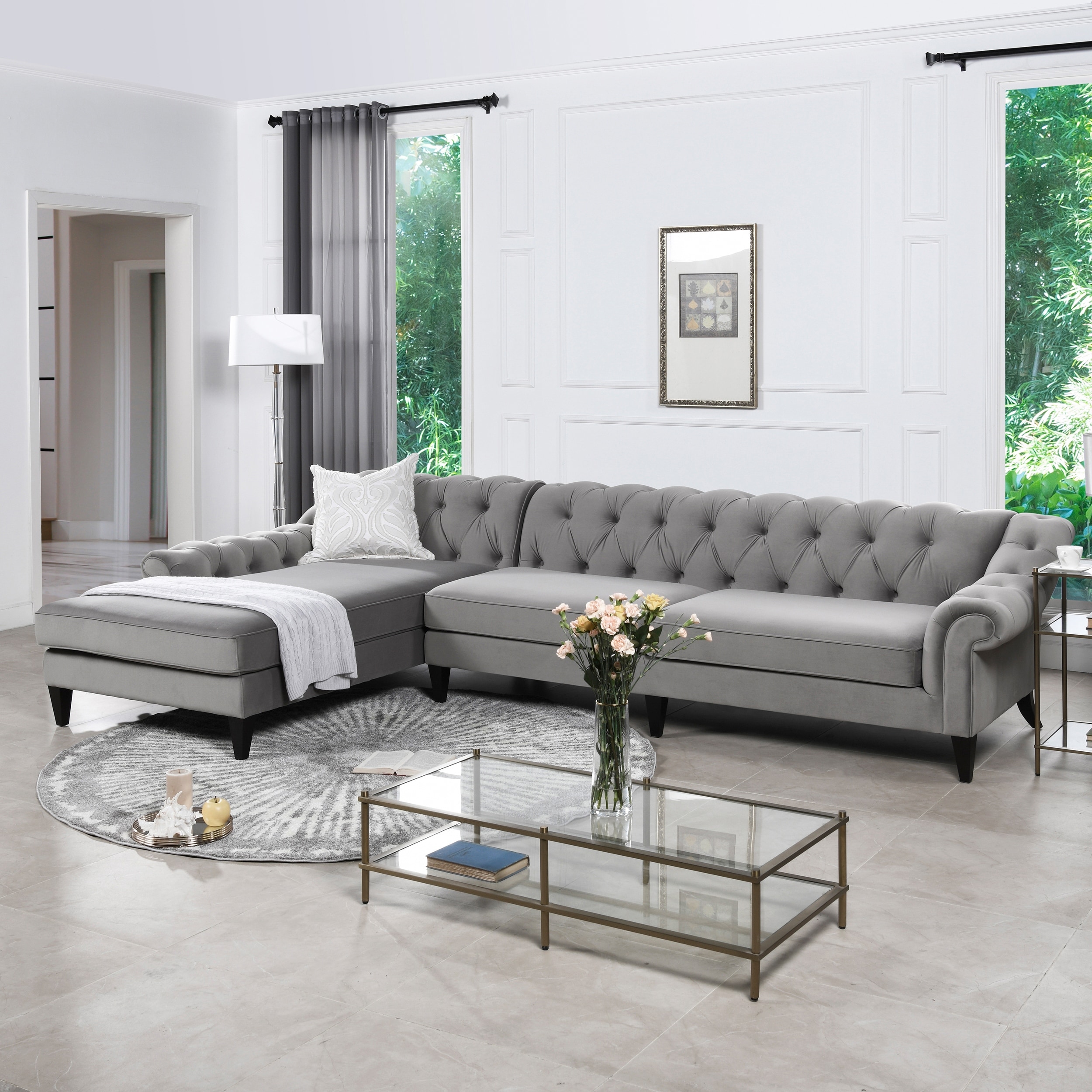 Shop Gracewood Hollow Samkange Tufted Sectional Sofa On Sale Overstock 17911424