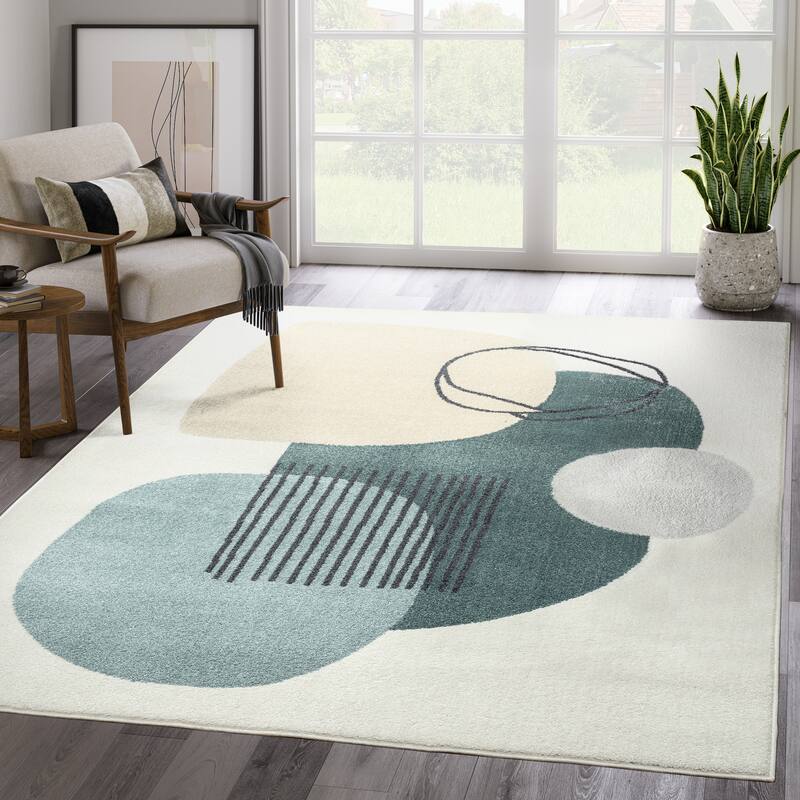 Abani Rugs Deco Cream Minimalist Geometric Area Rug - 7'9" x 10'2" - Green