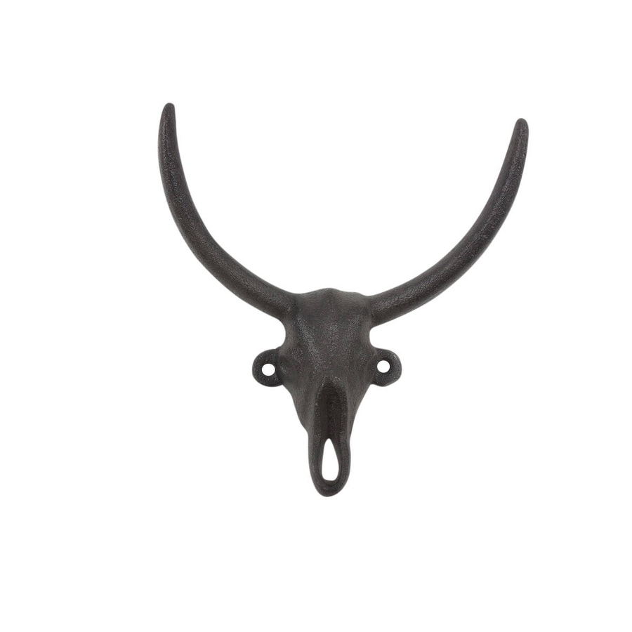 Cast Iron Bull Head Skull Decorative Metal Wall Hooks - 6 L x 2 W x 6 H  - Bed Bath & Beyond - 35523207
