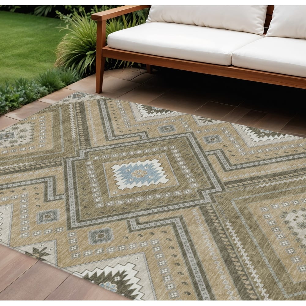 HomeRoots Tribal Transitional Rectangle Outdoor Rug