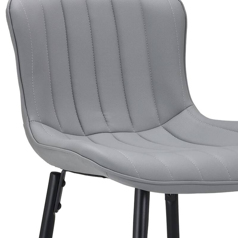 HomeRoots Set of Two 27" Gray and Black Faux Leather and Metal Low Back Counter Height Bar Chairs