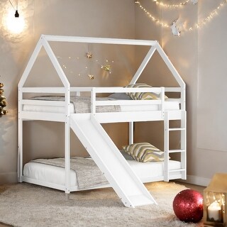 Twin over Twin House Shape Bunk bed with Slide