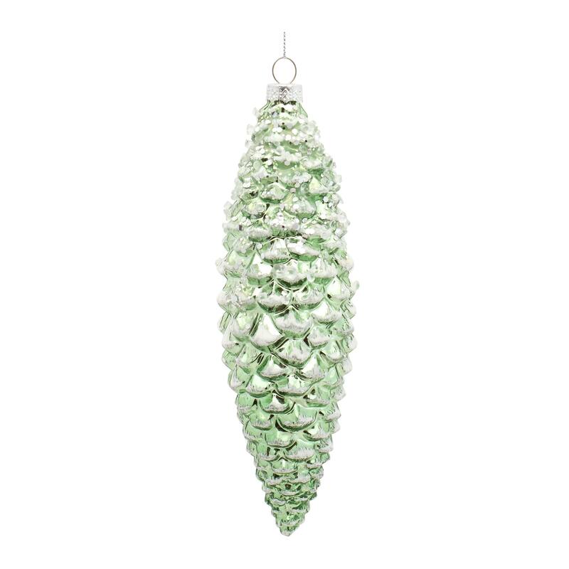 Set of 12 Green Pinecone Christmas Drop Ornaments 8"