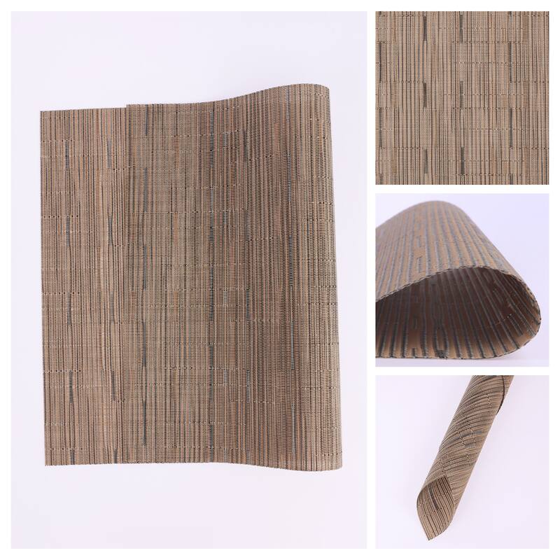 Placemats Set of 6 PVC Placemats for Kitchen Dining Table Washable - 18*12Inch - Light Brown