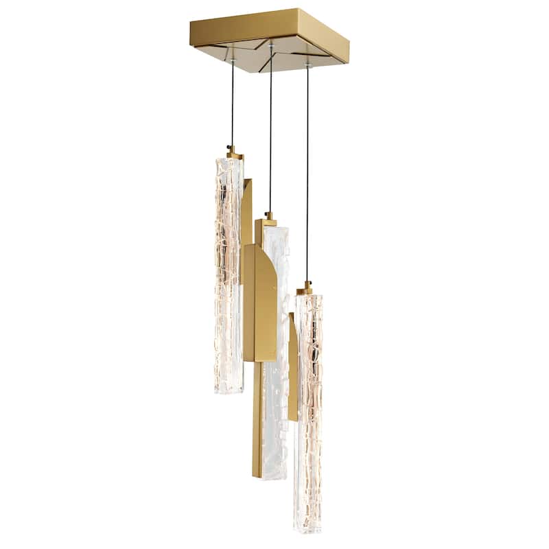Valira Integrated LED 8in Brass Mini Pendant with Handcrafted Glass