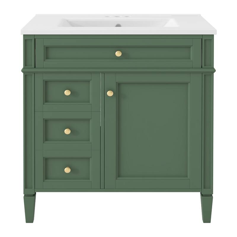 30" Bathroom Vanity with Top Sink,2 Drawers and a Tip-out Drawer