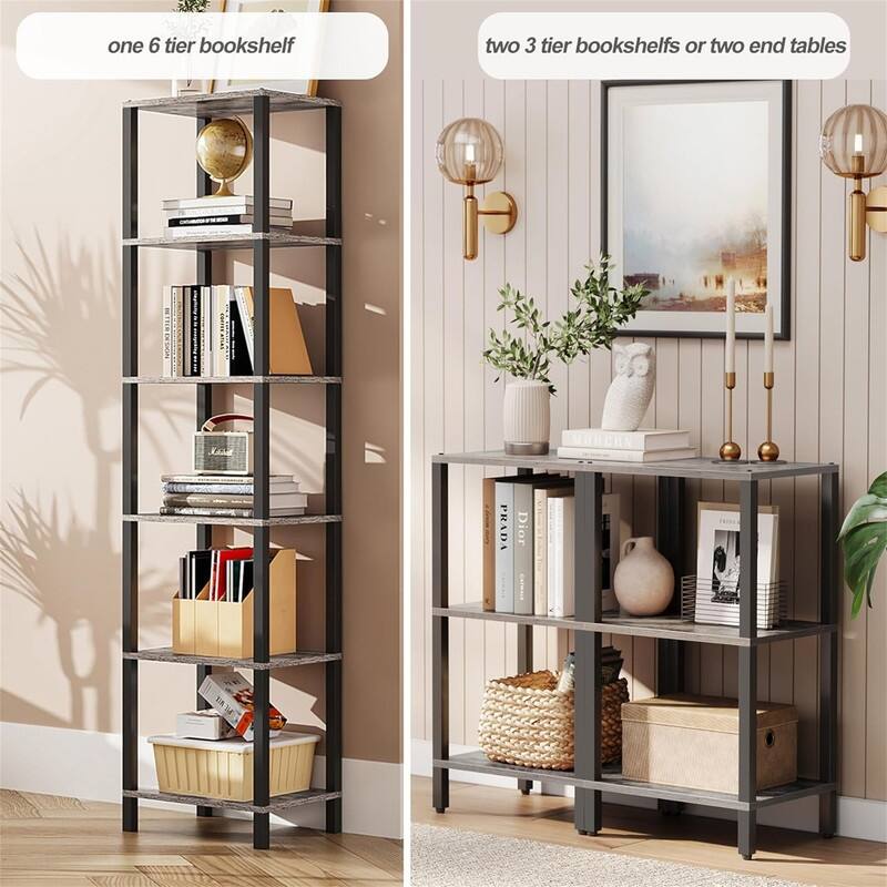 6 Tier Tall Book Shelf - 10.7"D x 15"W x 65.3"H